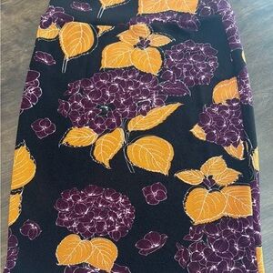 LuLaRoe Black Skirt with Orange and Purple Floral Design